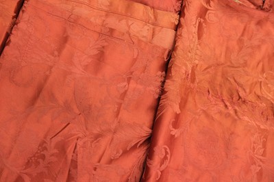 Lot 483 - Fabric. A group of red damask fabric pieces, 18th and 19th century
