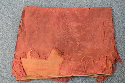Lot 483 - Fabric. A group of red damask fabric pieces, 18th and 19th century
