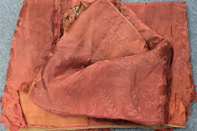 Lot 483 - Fabric. A group of red damask fabric pieces, 18th and 19th century