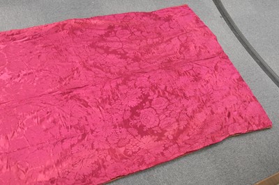 Lot 483 - Fabric. A group of red damask fabric pieces, 18th and 19th century
