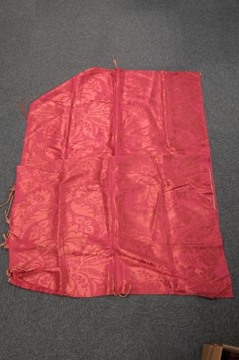 Lot 483 - Fabric. A group of red damask fabric pieces, 18th and 19th century