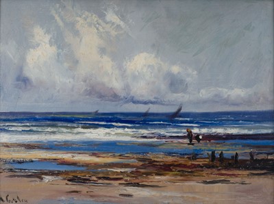 Lot 173 - Cubley (Henry Hadfield, 1858-1934). Beachcombing, oil on board