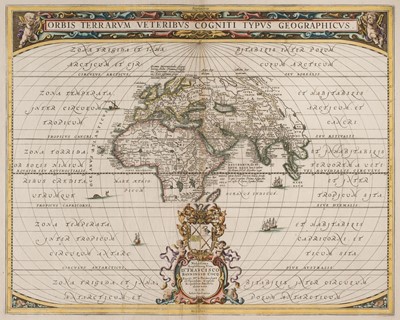 Lot 206 - World. Jansson (Jan), Orbis Terrarum Veteribus Cogniti Typus Geographicus, Amsterdam, circa 1650