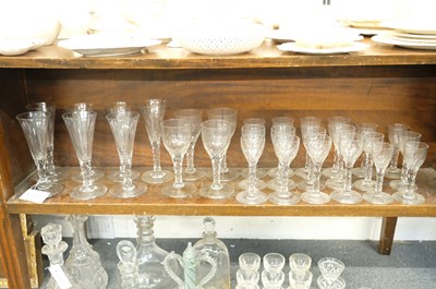 Lot 612 - Drinking glasses. A large collection of 19th century and later facet cut stem drinking glasses