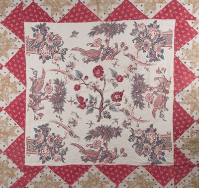 Lot 511 - Quilt. A broderie perse bedcover of 18th century chintz, early 19th century