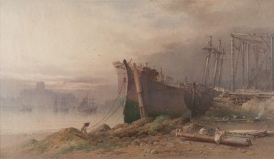 Lot 228 - English School. Riverscape with Figures, 1917, watercolour