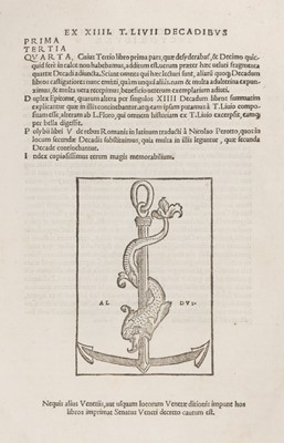 Lot 295 - Livius (Titus). Ex XIIII. Decadibus Prima, Tertia, Quarta, 1520-21