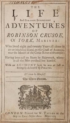 Lot 325 - Defoe (Daniel). The Life and Strange Surprizing Adventures of Robinson Crusoe, 3rd ed., 1719