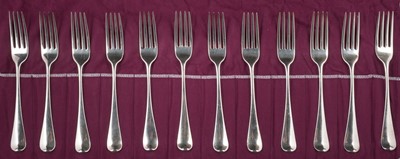 Lot 698 - Forks. A collection of George III silver dinner forks by Richard Crossley, London, 1796