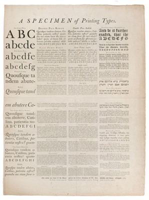 Lot 331 - Printed Broadside. A Specimen of Printing Types, 1783