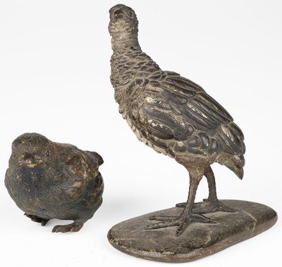 Lot 650 - Austrian Bronze. Two Austrian cold-painted bronze birds, early 20th century