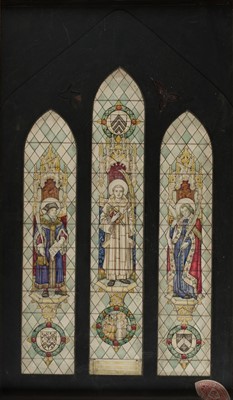Lot 209 - John Hardman and Co. Six stained glass window designs, circa 1904, pen, ink and watercolour