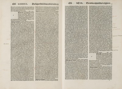 Lot 292 - Aquinas (Thomas). Secunda Parte, Venice, 1496