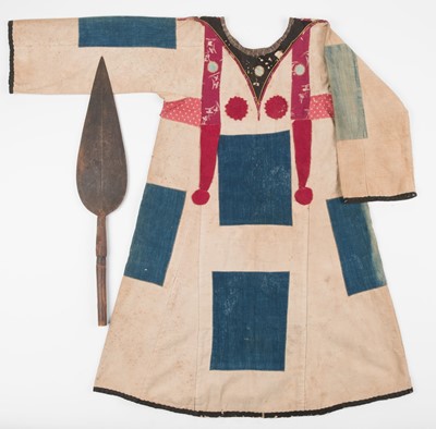 Lot 531 - Sudan. A Sudanese jibba and accompanying spear from the Madhist State era, circa 1880s-1890s