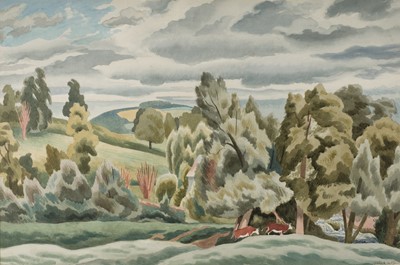 Lot 252 - Webb (Clifford Cyril, 1895-1972). Valley Landscape with House nestled amongst Trees