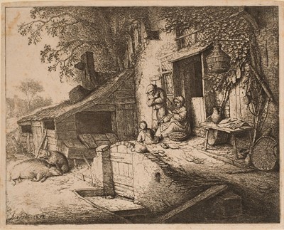 Lot 81 - Ostade (Adriaen Jansz. van, 1610-1685). The Woman Spining, 1652