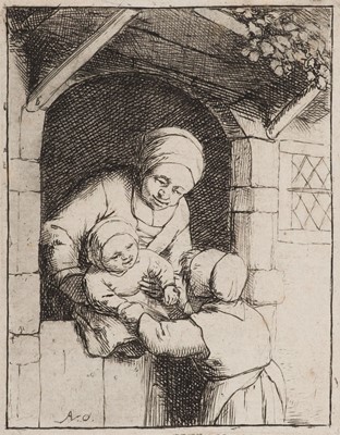 Lot 84 - Ostade (Adriaen van, 1610-1685). Mother with Two Children, 1675