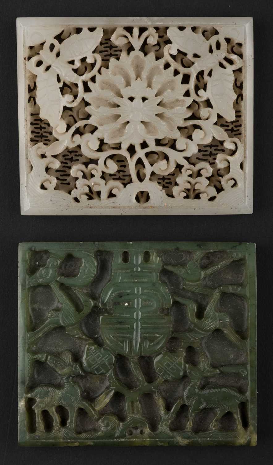 Lot 581 - Jade. A Chinese jade panel, pierced with