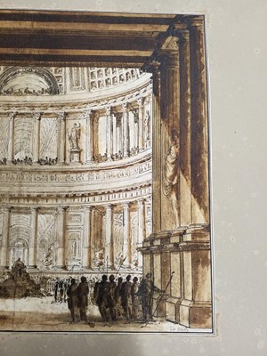 Lot 30 - Wailly (Charles de, 1730-1798). Interior of a Rotunda, pen black ink and wash