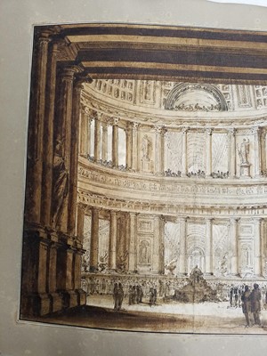 Lot 30 - Wailly (Charles de, 1730-1798). Interior of a Rotunda, pen black ink and wash