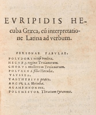 Lot 303 - Euripides. Euripidis Hecuba..., 1567..., and one other