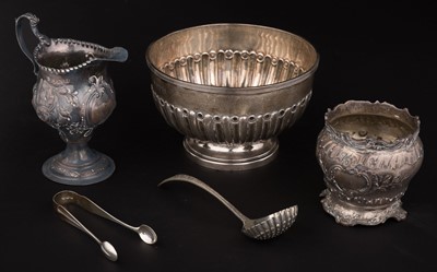 Lot 710 - Mixed silver. Various silver, including a Victorian silver punch bowl by Charles Boyton (II), London, 1897