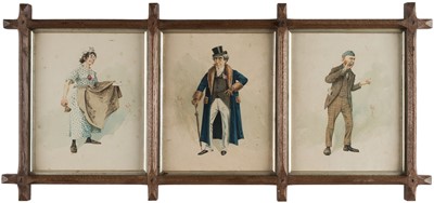 Lot 590 - Clarke (Joseph Clayton, 1856-1937). Three Charles Dickens Characters, watercolour