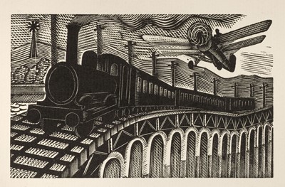 Lot 365 - Ravilious (Eric, 1903-1942). Steam train and Aeroplane, 1935