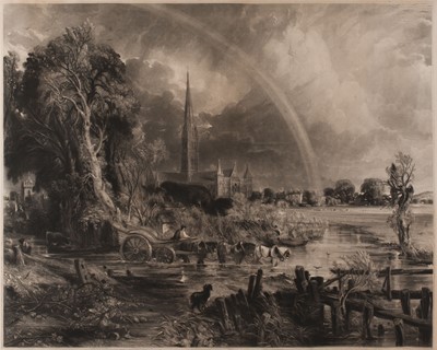 Lot 95 - Lucas (David, 1802-1881). Salisbury Cathedral with Rainbow (Large Plate), after John Constable