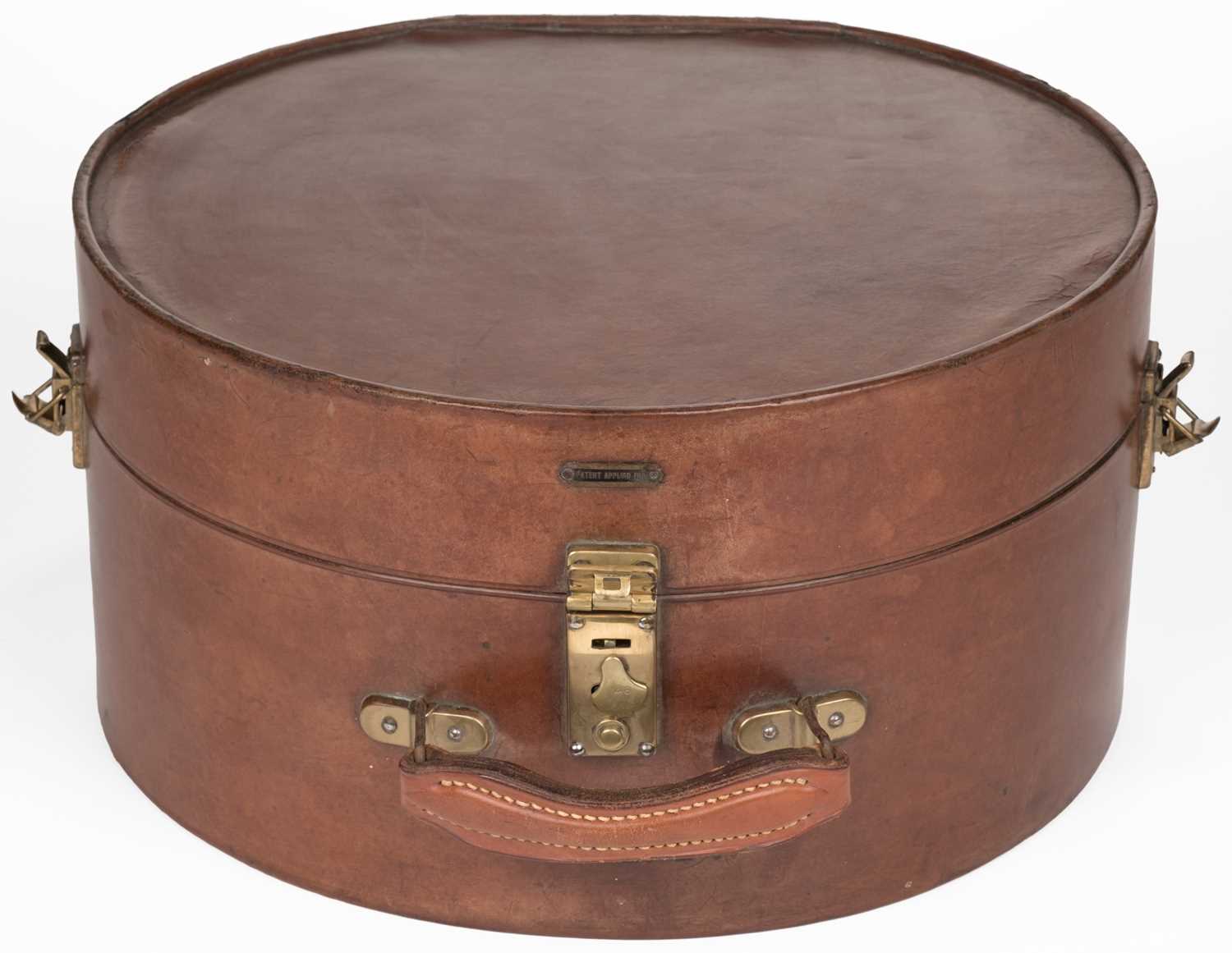 Lot 492 - Hat box. A fine brown leather hat box, circa 1920