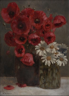 Lot 232 - Mayr (Karl Victor, 1882-1974). Still Life of Poppies and Daisies, 1927, oil