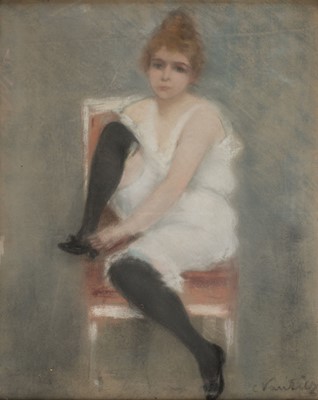 Lot 176 - Vautier (Carl, 1860-?). Jeune Fille au Lingerie, pastel