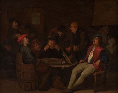 Lot 14 - Teniers the Younger (David, 1610-1690). Peasants in a Tavern, later 18th century, oil