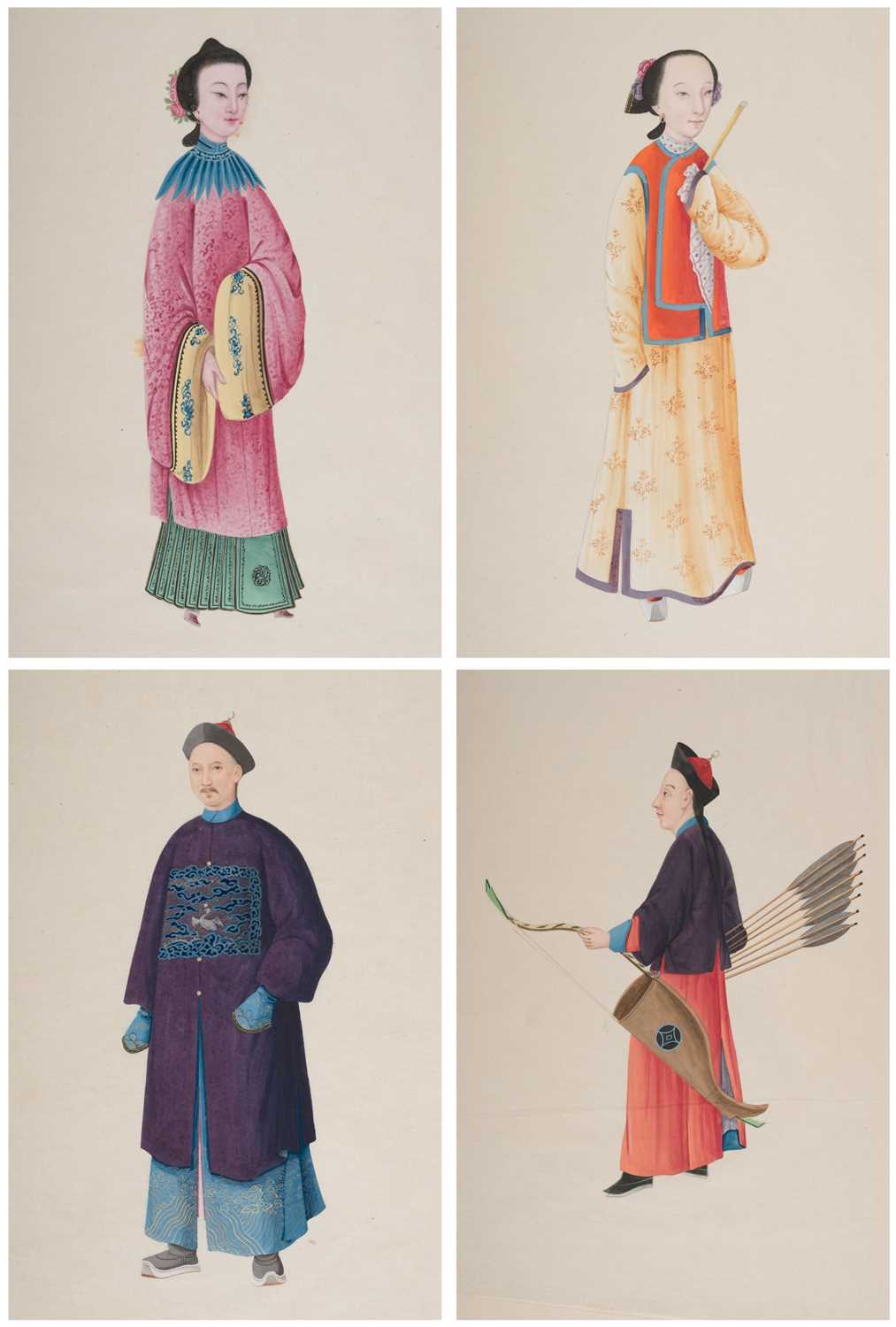 Lot 5 - Chinese School. Four fine watercolours of Chinese costumes, probably mid-19th century