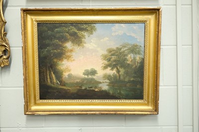 Lot 21 - Pugh (Herbert, fl. 1758-1788). Pastoral scene with 2 figures and livestock, 1761