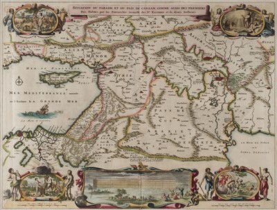 Lot 86 - Holy Land. Visscher (C. J.), Situation Du Paradis Et Du Pais De Canaan..., circa 1669