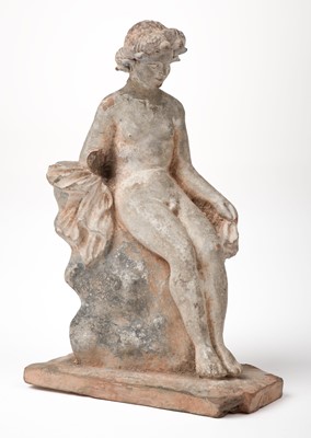 Lot 645 - Ancient Greece. A Tanagra terracotta statue, probably from ancient Greece