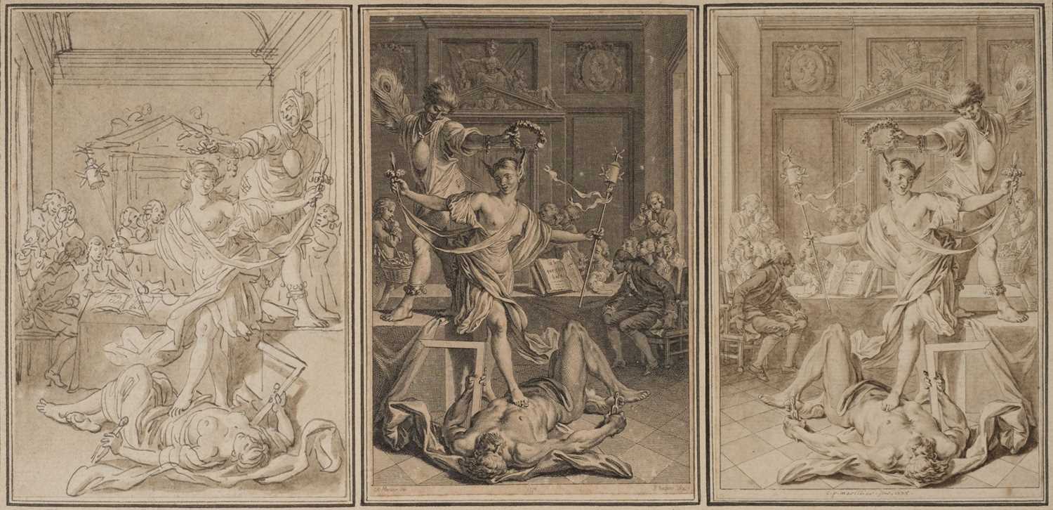 Lot 25 - Marillier (Clément Pierre, 1740-1808). Two original illustrations for Ah! Que C'est Bête!, 1775