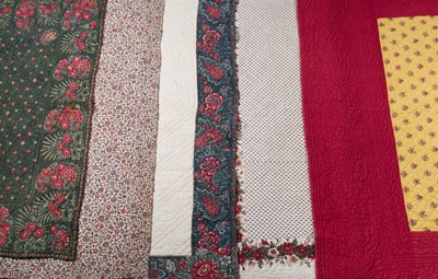 Lot 518 - Quilt. A 'bonnes herbes' pattern quilt, French, 19th century, & 4 other French quilts