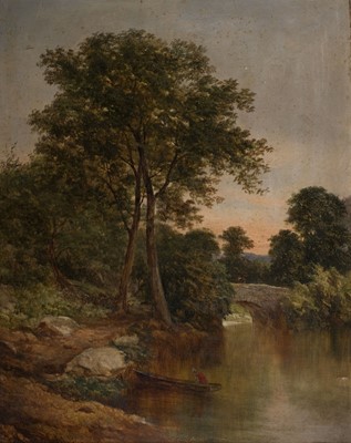 Lot 152 - Hine (Henry George, 1811-1895). Sunset Riverscape, 1872, oil