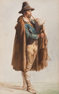 Lot 166 - Herkomer (Hubert von 1849-1914). Italian Strolling Musicians (or 'Pifferari')