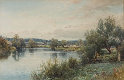 Lot 175 - Gresley (Frank, 1855-1936). River Trent with Angler, Nottingham, 1925, watercolour