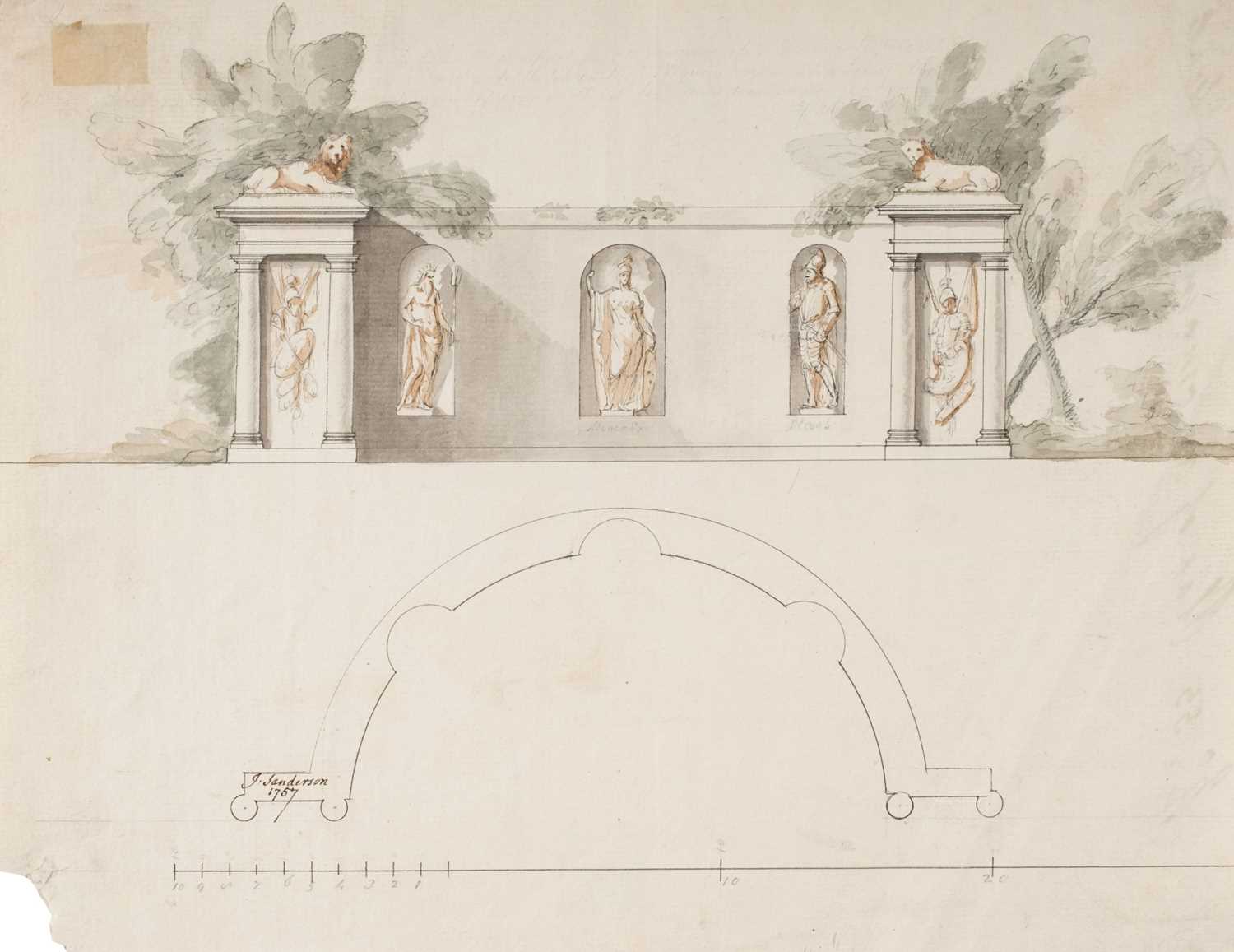 Lot 20 - Sanderson (John, British architect, active 1730-1774). Plan of an Ornamented Wall, 1757