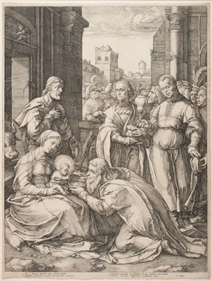 Lot 67 - Goltzius (Hendrick, 1558-1617). The Adoration of the Magi..., 1594