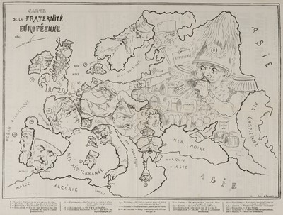 Lot 74 - Europe. Le Charivari (publisher), Carte de la Fraternité Européenne, 1881