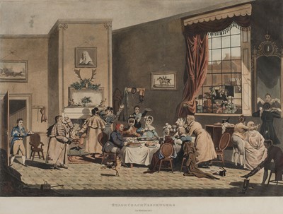 Lot 180 - Pollard (James). Stage Coach Passengers at Breakfast [and] Cottagers Hospitality..., circa 1820
