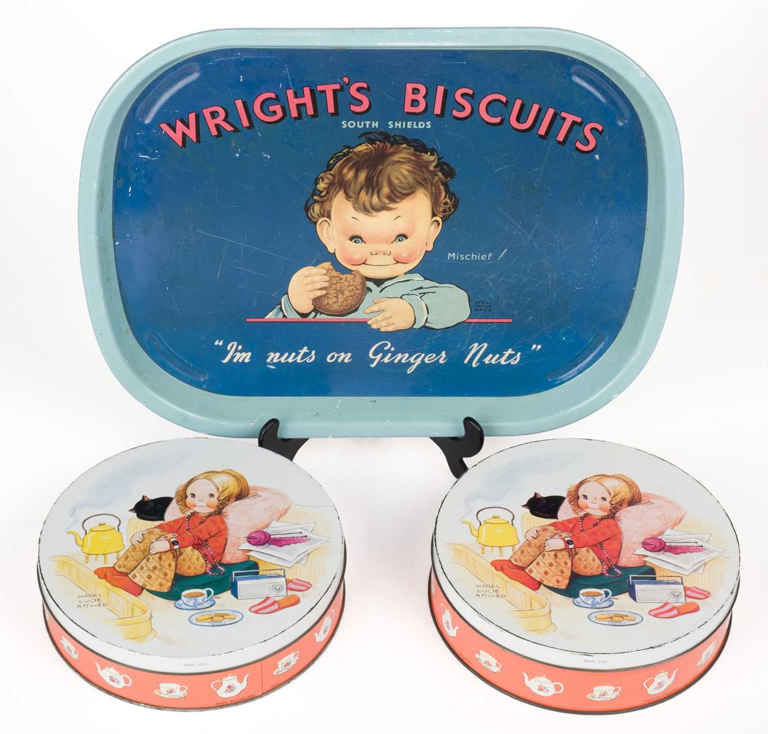 Lot 367 - Attwell (Mabel Lucie). Mary Lou Novelty Biscuit Tins, circa 1960