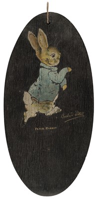 Lot 467 - Wooden Plaque. Peter Rabbit, circa 1918, wooden plaque