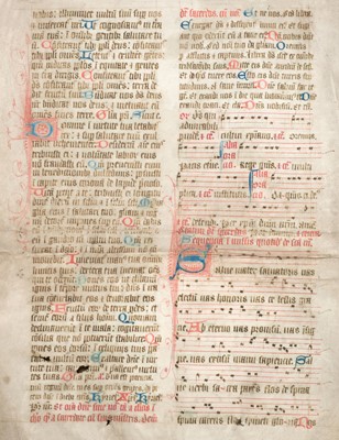 Lot 212 - Illuminated leaves. Two illuminated leaves from a manuscript missal on vellum