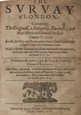 Lot 223 - Stow (John). The Survay of London, 3rd edition, 1618